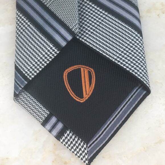 BEN SHERMAN GRAY BLUE REGIMENT STRIPE NECKTIE - Picture 3 of 12